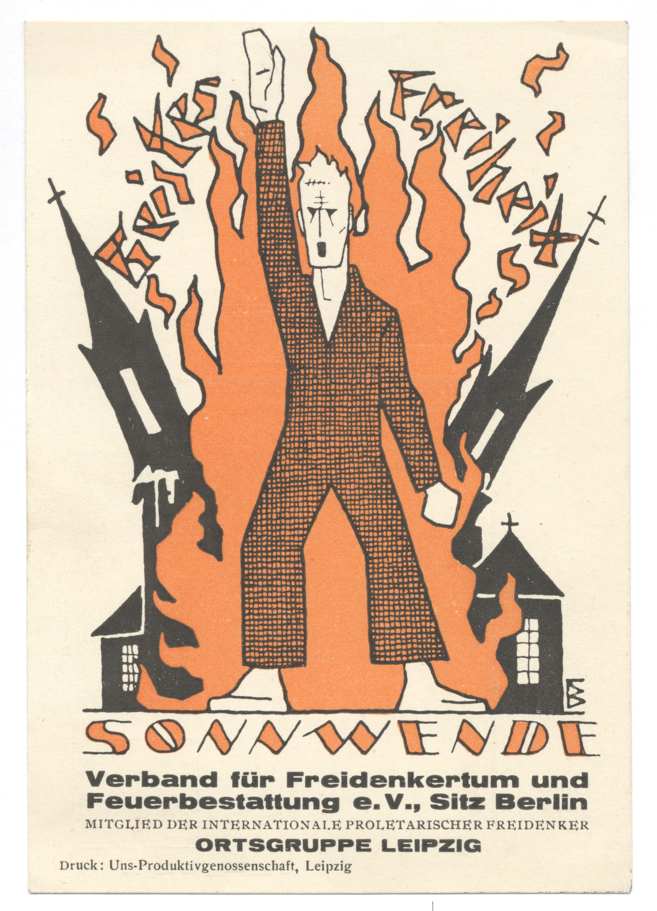 Postkarte der Freidenker Leipzig zur Sommersonnenwende 1928 (Städtisches Museum Leipzig)