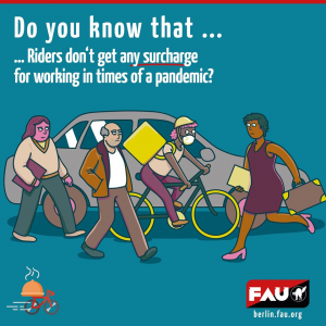 In der Krise sind Fahrer*innen den Profitinteressen von Luxusbedürftigen und Lieferdienstkapitalisten #ausgeliefert.